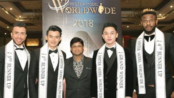 Rubaru Group’s founder and president, Sandeep Kumar with Mister Model Worldwide 2018 titleholders.